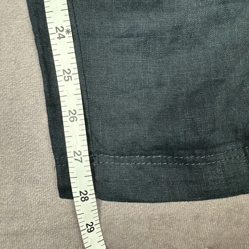 H&M 100% Linen Pants Women’s Sz Small Navy Blue Pull On Drawstring Elastic Waist